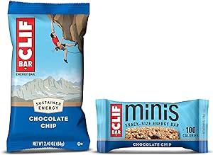CLIF BAR - Chocolate Chip - Full Size and Mini Energy Bars - Made with Organic Oats - Non-GMO - Plant Based - Amazon Exclusive - 2.4 oz. and 0.99 oz. (20 Count)